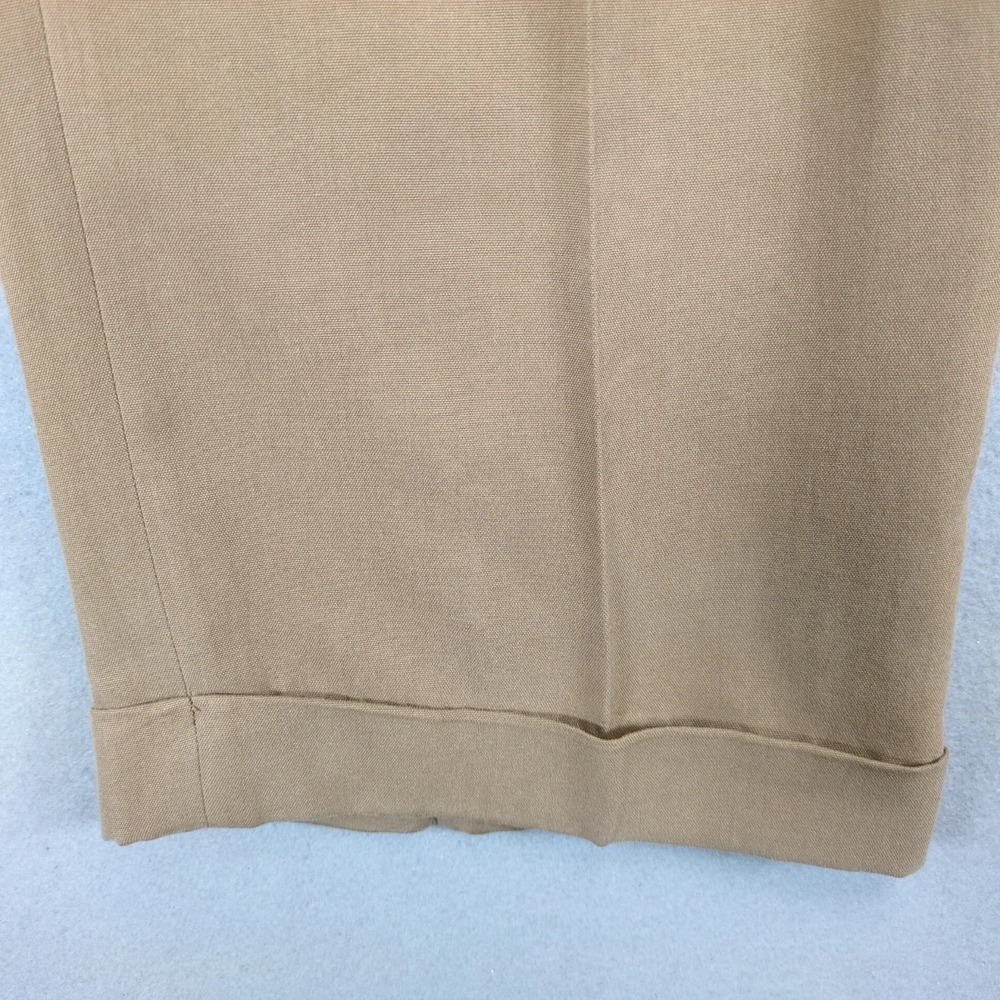 Nautica 100% Silk Tan Dress Pants Mens 36x32 Pleated Cuffed Quiet Luxury Resort - Picture 8 of 8
